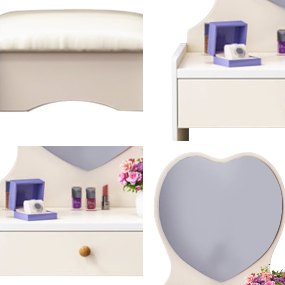 LIVARA 50CM Length Dressing Table With Mirror Heart-shaped Stool