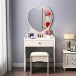 LIVARA 50CM Length Dressing Table With Mirror Heart-shaped Stool