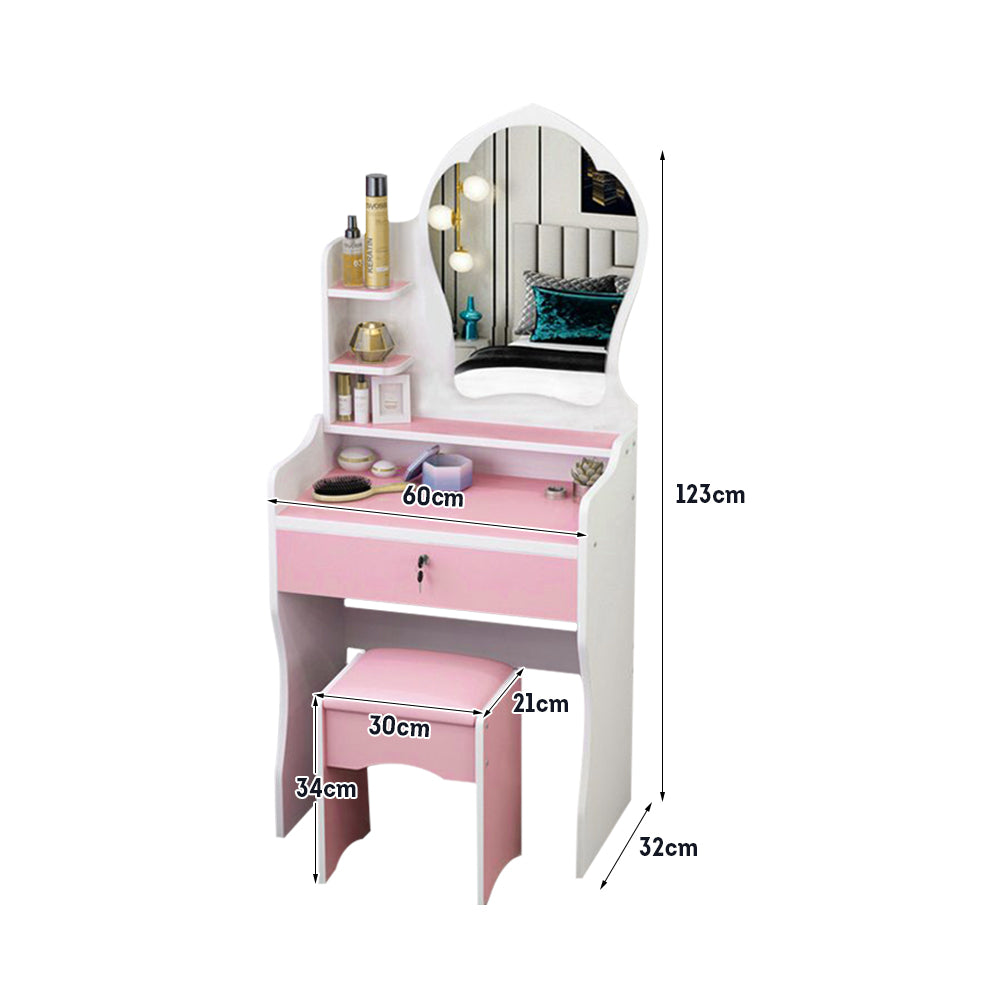LIVARA 60CM Length With Mirror Princess Dressing Table Stool