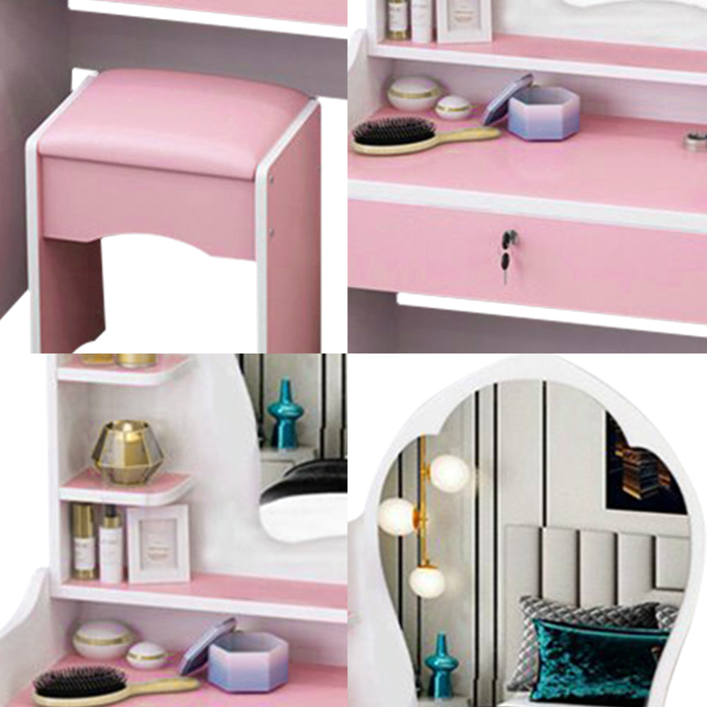 LIVARA 60CM Length With Mirror Princess Dressing Table Stool