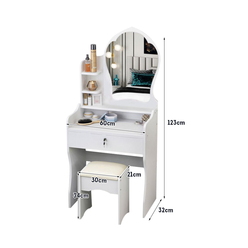 LIVARA 60CM Length With Mirror Princess Dressing Table Stool