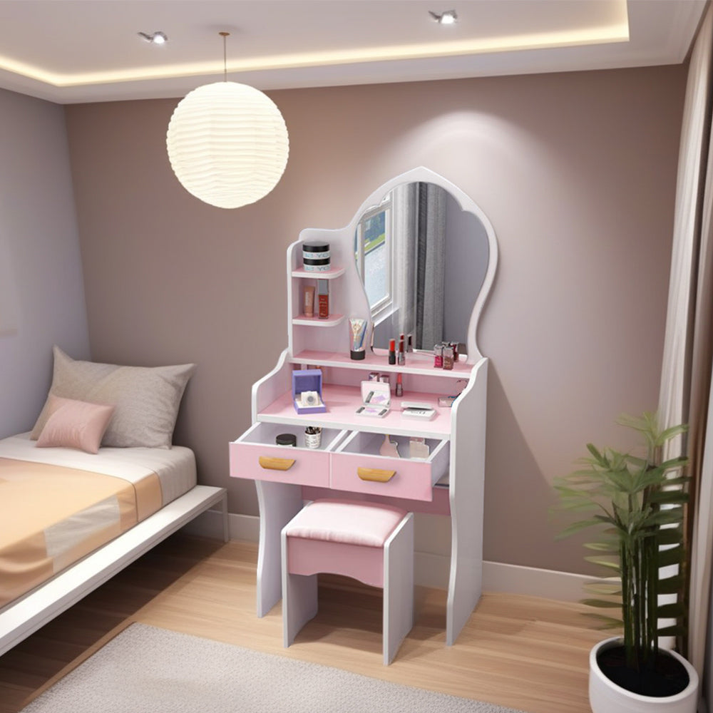 LIVARA 60CM Length With Mirror Princess Dressing Table Stool