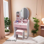 LIVARA 60CM Length Dressing Table With Mirror Round Stool