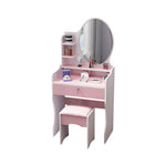 LIVARA 60CM Length Dressing Table With Mirror Round Stool