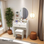 LIVARA 60CM Length Dressing Table With Mirror Round Stool