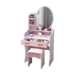 LIVARA 60CM Length Dressing Table With Mirror Round Stool
