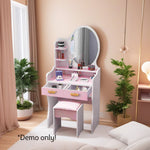 LIVARA 60CM Length Dressing Table With Mirror Round Stool
