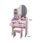 LIVARA 60CM Length Dressing Table With Mirror Round Stool