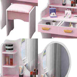 LIVARA 60CM Length Dressing Table With Mirror Round Stool