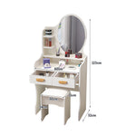 LIVARA 60CM Length Dressing Table With Mirror Round Stool