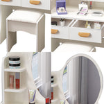LIVARA 60CM Length Dressing Table With Mirror Round Stool