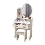 LIVARA 60CM Length Dressing Table With Mirror Round Stool