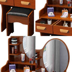 LIVARA 60CM Length Dressing Table With Mirror Round Stool