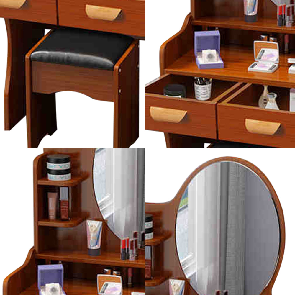 LIVARA 60CM Length Dressing Table With Mirror Round Stool