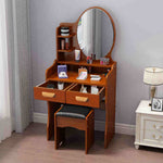 LIVARA 60CM Length Dressing Table With Mirror Round Stool