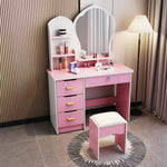 LIVARA Princess‑Style Large Dressing Table 70‑80cm Length with Mirror and Stool