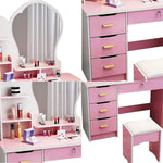 LIVARA Princess‑Style Large Dressing Table 70‑80cm Length with Mirror and Stool