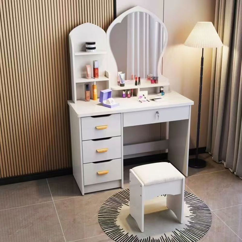 LIVARA Princess‑Style Large Dressing Table 70‑80cm Length with Mirror and Stool