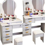 LIVARA Princess‑Style Large Dressing Table 70‑80cm Length with Mirror and Stool