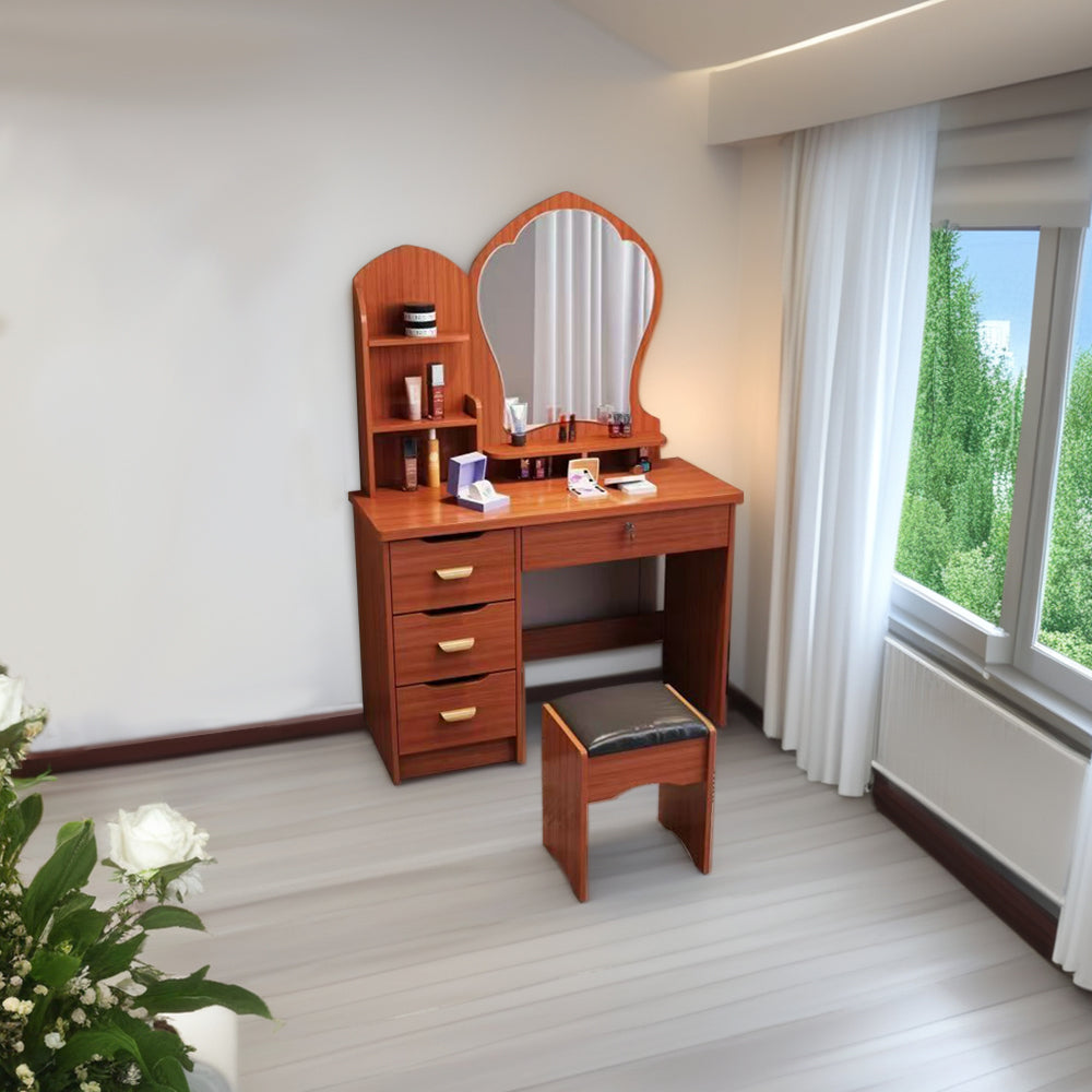 LIVARA Princess‑Style Large Dressing Table 70‑80cm Length with Mirror and Stool