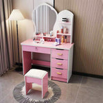 LIVARA Princess‑Style Large Dressing Table 70‑80cm Length with Mirror and Stool