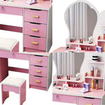 LIVARA Princess‑Style Large Dressing Table 70‑80cm Length with Mirror and Stool