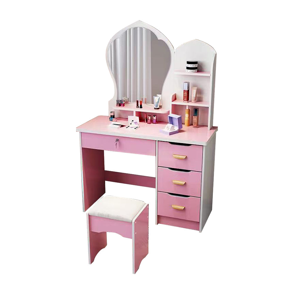 LIVARA Princess‑Style Large Dressing Table 70‑80cm Length with Mirror and Stool