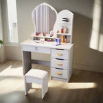 LIVARA Princess‑Style Large Dressing Table 70‑80cm Length with Mirror and Stool