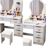 LIVARA Princess‑Style Large Dressing Table 70‑80cm Length with Mirror and Stool