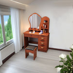 LIVARA Princess‑Style Large Dressing Table 70‑80cm Length with Mirror and Stool