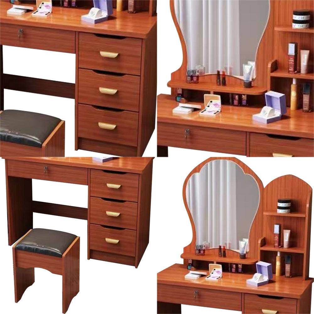 LIVARA Princess‑Style Large Dressing Table 70‑80cm Length with Mirror and Stool
