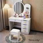 LIVARA 70/80CM Length Round Dressing Table Mirror With Stool