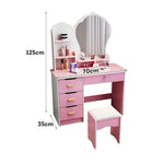 LIVARA Princess‑Style Large Dressing Table 70‑80cm Length with Mirror and Stool