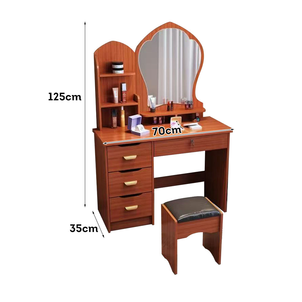 LIVARA Princess‑Style Large Dressing Table 70‑80cm Length with Mirror and Stool