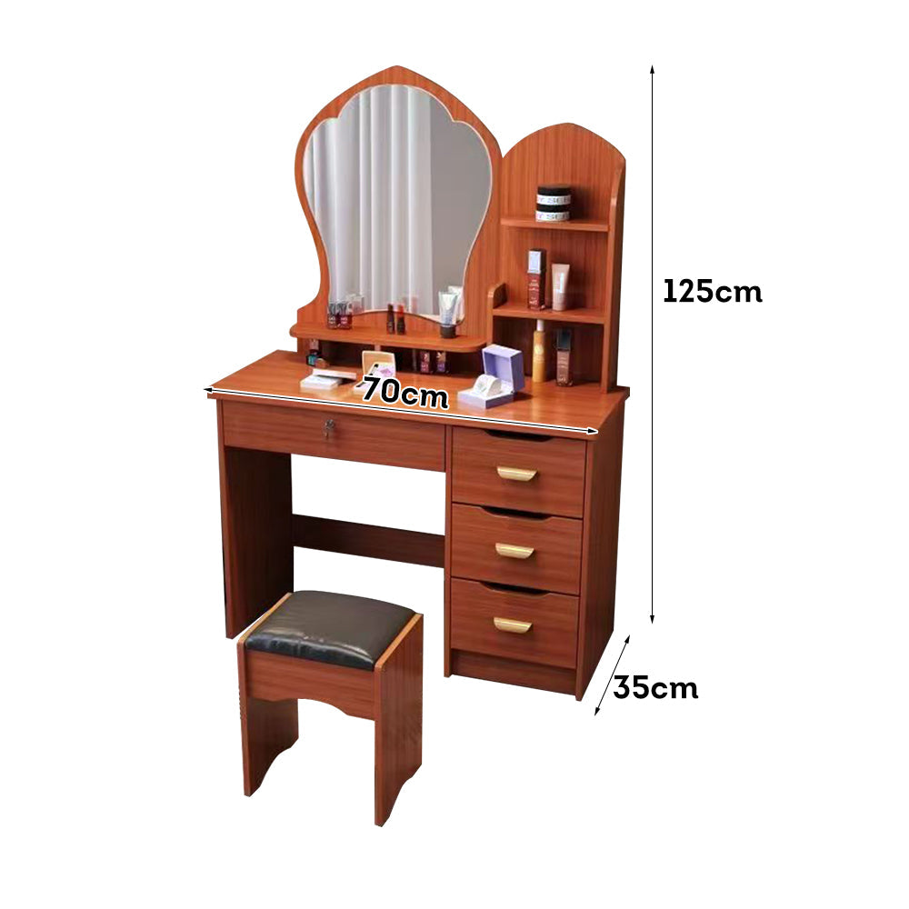 LIVARA Princess‑Style Large Dressing Table 70‑80cm Length with Mirror and Stool