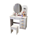 LIVARA 70/80CM Length Round Dressing Table Mirror With Stool