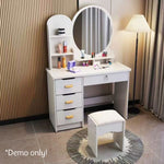 LIVARA 70/80CM Length Round Dressing Table Mirror With Stool