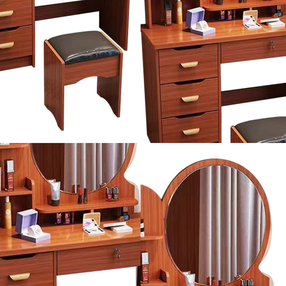 LIVARA 70/80CM Length Round Dressing Table Mirror With Stool