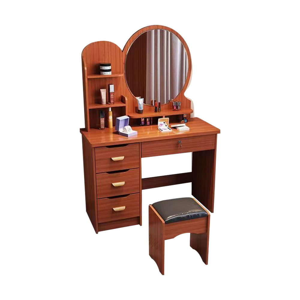 LIVARA 70/80CM Length Round Dressing Table Mirror With Stool
