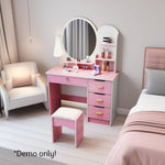 LIVARA 70/80CM Length Round Dressing Table Mirror With Stool