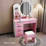LIVARA 70/80CM Length Round Dressing Table Mirror With Stool