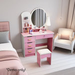 LIVARA 70/80CM Length Round Dressing Table Mirror With Stool