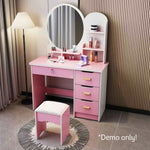 LIVARA 70/80CM Length Round Dressing Table Mirror With Stool