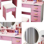 LIVARA 70/80CM Length Round Dressing Table Mirror With Stool