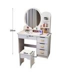 LIVARA 70/80CM Length Round Dressing Table Mirror With Stool