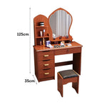 LIVARA Princess‑Style Large Dressing Table 70‑80cm Length with Mirror and Stool