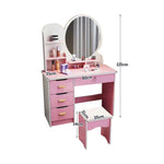 LIVARA 70/80CM Length Round Dressing Table Mirror With Stool