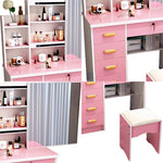 LIVARA 198 80cm Large Sliding LED Mirror Dressing Table with Stool