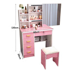 LIVARA 198 80cm Large Sliding LED Mirror Dressing Table with Stool