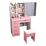 LIVARA 198 80cm Large Sliding LED Mirror Dressing Table with Stool
